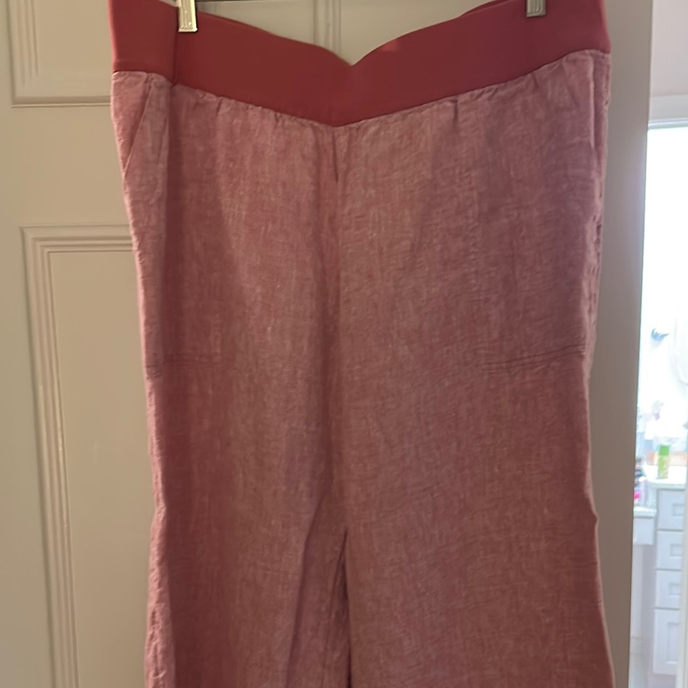 Lands' End Pink Wide Leg Linen pants.